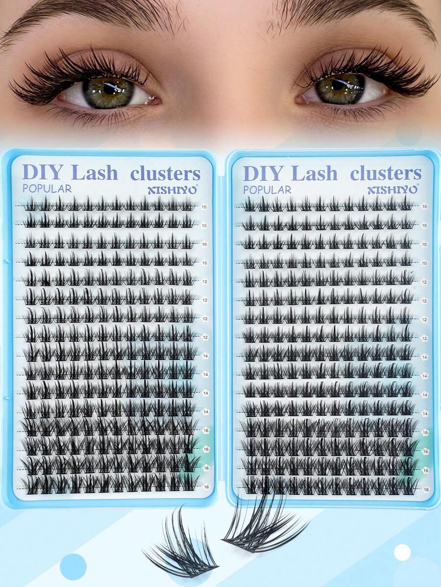 漫畫風簇狀假睫毛，生動自然延伸效果，10-16mm D捲度仙女睫毛，DIY單簇假睫毛，384簇