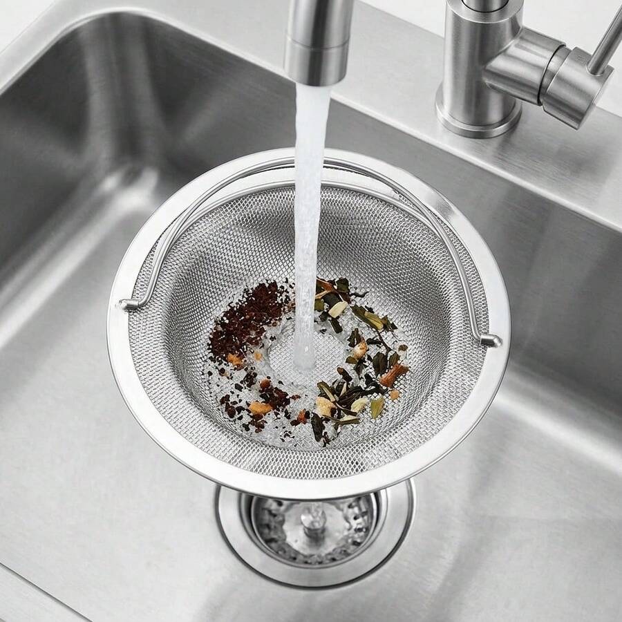 Kitchen Sink Strainer, Stainless Steel Mesh Drain Filter With Handle, Anti-Clogging Deep Basket Food Waste Catcher For Kitchen Sinks, Universal Fit Hair & Residue Stopper, Rust-Proof, Easy To Lift And Clean.Kitchen Essentials.Kitchen .Kitchen