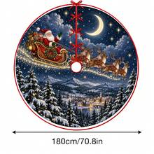 1件裝聖誕老人雪橇夜空圖案聖誕樹裙，優雅配色節日裝飾，5種尺寸，中性節日禮物，適用於居家與派對聖誕家居裝飾 - 聖誕老人雪橇夜空 - 查看 14
