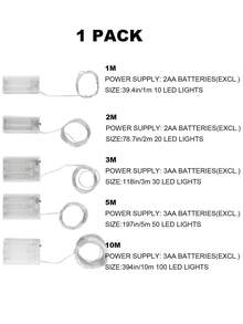 1件 1/2/3/5/10M 10/20/30/50/100 LED電池供電銅線燈，可彎曲DIY銅線燈，居家裝飾串燈，派對裝飾串燈，節日裝飾串燈 - 彩色 - 查看 3