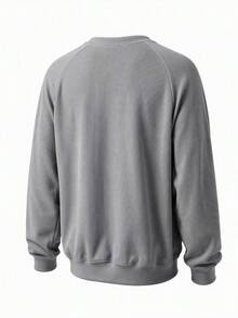 Sweatshirt Pullover Lengan Panjang Leher Bulat Kasual Minimalis Longgar untuk Pria, Cocok untuk Musim Semi/Gugur - Grey - View 6