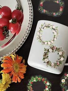 60pcs Transparent Floral Frame Stickers, Waterproof Aesthetic PET Floral Stickers, Suitable For Phone Case Cup Fridge Journal, Water Bottle, Scrapbook(Frame). - 1 Set - View 9