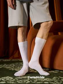 Men Crew Socks | Business & Everyday | Versatile Dress Socks | Comfortable Nylon | All-Match Style - White - View 1