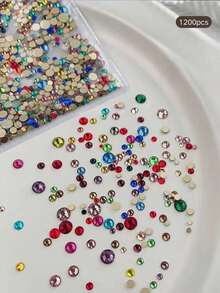 2400/1200/500 Pieces: New Summer Colorful Polka-Dot Nail Art Decorations – Exquisite Flat-Back Rhinestones, Simple & Sparkling Colored Gemstones, And Mixed 3D Nail Accessories - Multicolor - View 10