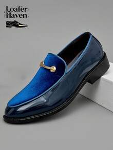 38-47 Plus Size Men's Business Office Formal Shoes, Slip-On Loafers With Anti-Slip Sole, British Style Groom Shoes, Suitable For Daily Commute, Wedding, Suit Party And Work - 9905 Blue - View 4