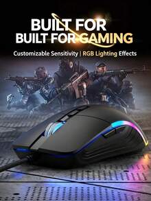 CHANGXIE Mouse Berkabel Senyap/Berbunyi Klik dengan Roda Gulir Logam, Pasang dan Mainkan, RGB untuk Gaming, Kantor, Laptop, Komputer Desktop, Universal - View 2