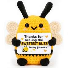 1 pieza Decoración colgante de abeja tejida a mano con cita motivacional positiva, adecuada como un pequeño regalo para amigos y familiares, excelente para colocar en la sala de estar, el estudio o como regalo de cumpleaños - Multicolor - Ver 12