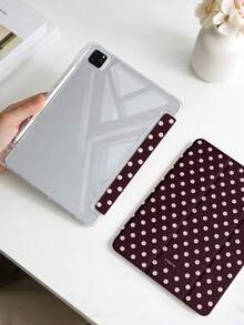 1件紅色波點平板保護殼，適用於 iPad Mini6/Mini7/10.2/10.5/10.9 (Air4-Air8)/Pro 11/10th Gen/A16/Pro 11 2024，彩繪圖案平板保護套，全透明壓克力背殼，三折支架，自動休眠/喚醒，內建筆槽，不含筆，部分機型附相機框 - 彩色 - 查看 5