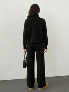 Women Sweater Co-Ords - Black - View 2