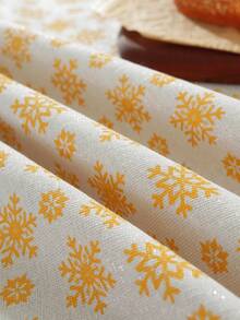 1pc Christmas Tablecloth, Christmas Gold Foil Bell Design, Rectangular Tablecloth, Beige Tassel Decoration, Coffee Table, Bedside Table, Cabinet, Small Table Cover, Tabletop Decor, Holiday, Party Decoration, Suitable For Kitchen, Dining Room, Gathering, Dining, Holiday, Party, New Year Decoration, Christmas Decoration, Gift, Merry Christmas - Yellow - View 4
