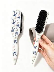 1pc Unisex Beard Brush, Smooth Back Comb, Tame Frizz And Flyaways, Edge Control Comb, Volumizing Wooden Handle Comb, Detangling Comb, Hairline Control, Slip Comb, Hair Comb, Volumizing Wooden Handle Comb, Edge Control Comb, Plastic Hair Comb, Create Smooth Ponytail And Bun - Wide Tail Back Comb And Detangling Comb, Convenient For Parting, Styling, Polishing And Smoothing Hair, Create Smooth And Frizz-Free Hairstyle, Suitable For Men And Women, Recommended As Christmas Gift - Multicolor - View 5