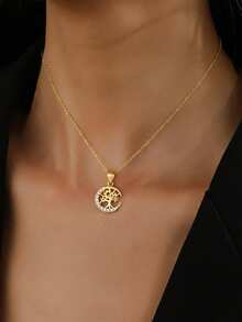 1pc S925 Sterling Silver Moon Tree Of Life Necklace For Women, Niche Design Exquisite Pendant Collarbone Chain, Versatile Daily Commute Accessory, Birthday Holiday Gift For Girlfriend Best Friend, Minimalist Neck Jewelry - Tree Of Life - View 6