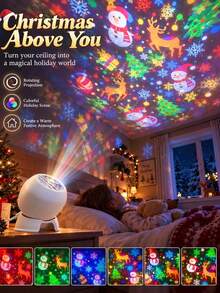 1 buah Lampu Proyektor Natal LED, Lampu Malam Proyeksi Dinamis Berputar 360°, Lampu Panggung Sudut yang Dapat Diatur Bertenaga USB, Cocok untuk Dekorasi Liburan Dalam Ruangan, Kamar, Natal, Paskah, dan Pesta. - Cahaya proyeksi dinamis - View 5