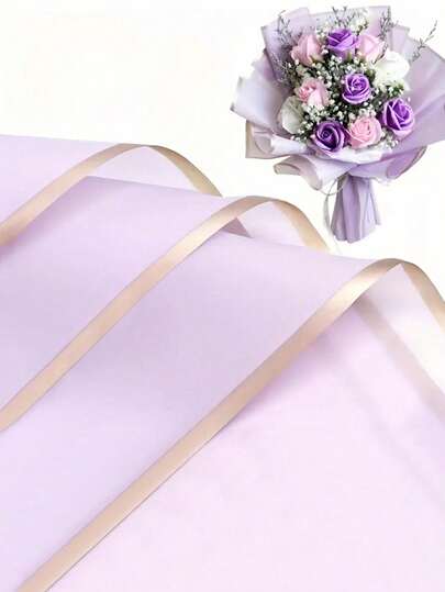 20 Sheets, Bouquet Wrapping Paper, Gold-Edged Korean-Style Wrapping Paper, Suitable For DIY Handmade Gift Wrapping Decoration, 23 X 23 Inches, Wrapping Paper, Tissue Paper, Bouquet Supplies (Pink), Back-To-School Season/Valentine's Day