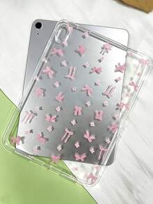 Pink Bow Flat Protective Case, Suitable For IPad (A16) 11 Inch, Painted Pattern Protective Case, Suitable For IPad 10.2 Inch/Air 112024/2025/2026, Suitable For IPad 10/9/8th Gen/Mini 1/2/3/4/5/6/7, Fashionable New Cute Tablet Protective Shell - Clear - View 1
