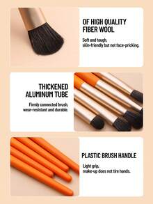 SEPROFE 5Pcs Eye Makeup Brush Set, Ultra Soft Synthetic Fiber Eyeshadow Brushes, Nose Contour Brush, Premium Wooden Handles With Storage Pouch, Ideal For Daily Eyeshadow Concealer And Eye Detail Makeup Application - Burnt Orange - View 3