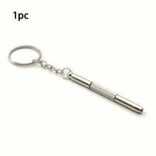 1~100pcs Silver 3-In-1 Multifunctional Screwdriver Keychain, Suitable For Repairing Fashion Glasses, Watches And Eyeglasses, Practical Small Tool, Men's Tool - Silver - View 12