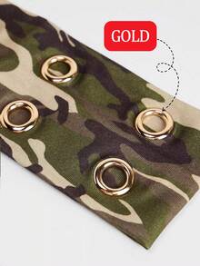 1pc Fashion Punk Headband,Gothic Style Camouflage Pattern Soft Non-Slip Elastic Hollow Beach/Holiday Headband - Camouflage Color - View 3