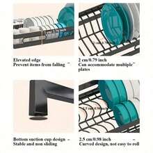 1 buah Organizer Wastafel Dapur Dua Lapis, Rak Piring Dapur, Rak Penyimpanan Dapur, Organizer Peralatan Dapur Elegan, Aksesoris Dapur - Hitam - View 9