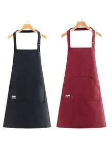1Pc Waterproof Kitchen Apron Multi Functional Pockets Adjustable Neck Strap Oil Proof Wear Resistant Cooking Apron For Kitchen Cafe BBQ Outdoor Woodworking - Multicolor - View 17