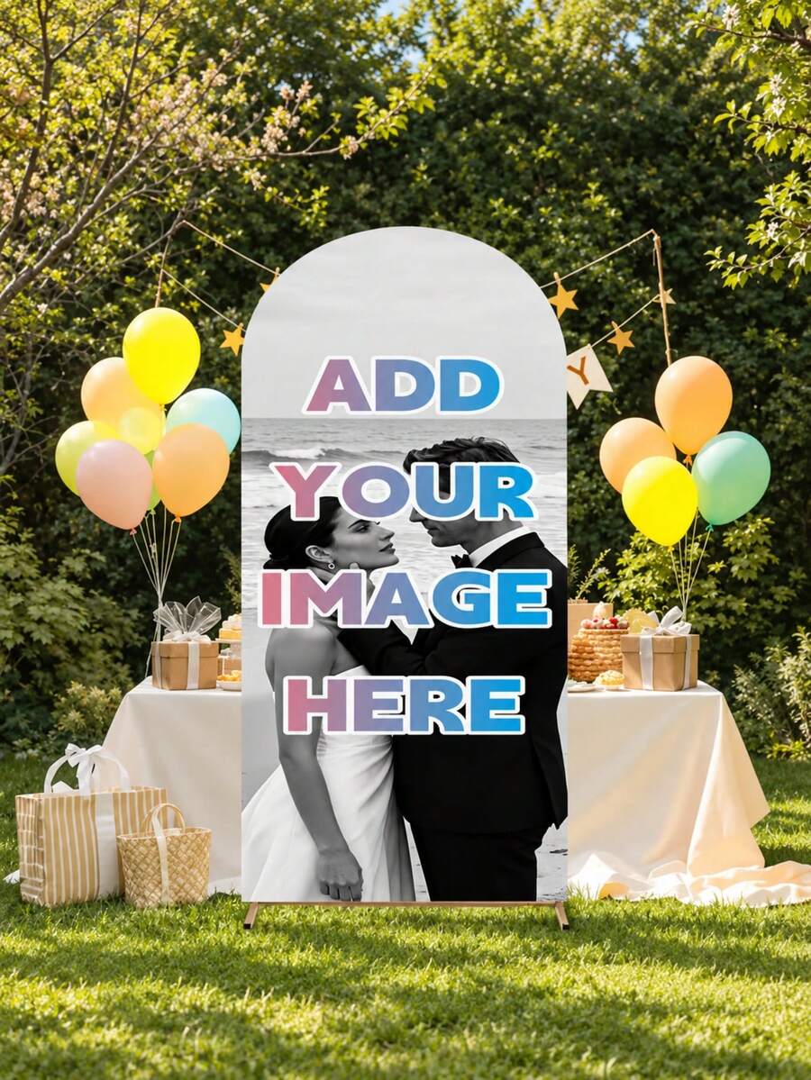 Personalized Arch Backdrop Cover - Custom Arch Backdrop Cover For Dome Backdrop Frame, Perfect For Graduation, Birthday Party, Wedding Party, Christmas, Halloween, Valentine's Day, Mother's Day, Etc., Indoor/Outdoor Use, Party Decoration, Easy To Set Up, Holiday Atmosphere, No Electricity Required, Multiple Sizes Available, Suitable For Birthday, Theme Party, Wedding, Durable Elastic Polyester Fabric - Multicolor - View 1