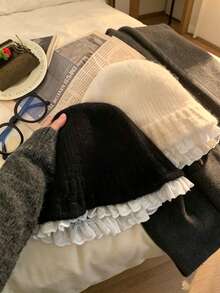 1件女款抽繩飾邊水桶帽，附可調節下巴繩，做舊風格，適合旅行、海灘、度假或休閒日常穿著 - 彩色 - 查看 7