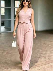 Women Suit Sets - Pink - View 4
