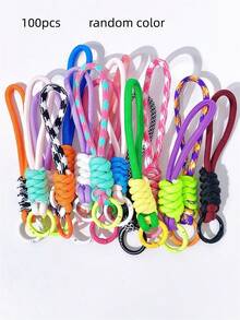 30/50pcs Random-Colorful Nylon Rope DIY Handmade Weaving Set,Material For Woven Keychains And Backpack Ornaments,Great Choice For Valentine's Day Gift - Two-tone - View 8