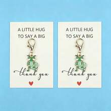 5pcs Cute Mantis Enamel Charm Keychain, A Little Hug To Say Thank You Greeting Card, Lobster Clasp Bag Pendant Gift - Multicolor - View 5