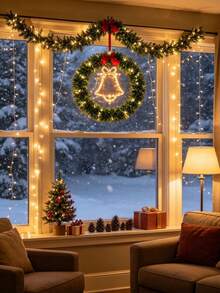 LED Christmas Wreath Light, Pre-Lit Artificial Pine Wreath With Bell-Shaped LED Lights And Red Bow, USB Powered, 8 Lighting Modes, Christmas Hanging Wreath, Suitable For Front Door, Window, Wall, Holiday Home Decor, Indoor And Outdoor Party Decoration - Multicolor - View 10