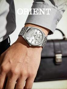 Orient Men's Automatic Calendar Watch, White Radial Dial, Stainless Steel Band, 5ATM Water Resistant, RA-BA0004S10B - Silver - View 2