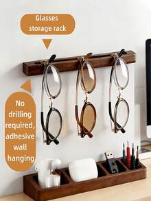 Wooden Decorative Eyeglass Holder, Perfect For Entryway, Elegant Eyeglass And Key Storage Rack, Modern Minimalist Wall-Mounted Organizer, Multi-Functional Storage Organizer, Suitable For Home, School, Office And Dormitory Home Decor - Multicolor - View 4