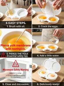 1pc Microwave Egg Cooker/Egg Poacher. Non-Electric, Heat-Resistant PP Plastic Material, Double-Layer Egg Cup With Heat-Insulating Base, Space-Saving Breakfast Cooking Tool, Suitable For Home, Office, Dormitory Use - Easy To Clean Kitchen Gadget With Sturdy Handle And Durable Cookware - Easy To Clean Kitchen Gadget - Multicolor - View 3