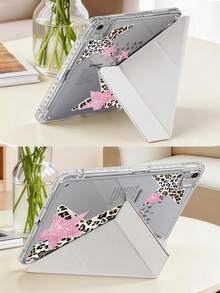 1pc Leopard Print Star Patchwork Floral Letter Tablet Case Compatible With IPad Mini6/Mini7/10.2/10.5/10.9 (Air4-Air8)/Pro 11/10th Gen/A16/Pro 11 2024, Double-Sided Painted Pattern Tablet Case, Transparent Acrylic Back Shell, Silk Texture 8-Angle Stand, Auto Sleep/Wake, Built-In Pen Slot, Pen Not Included, Some Models With Camera Frame - Multicolor - View 6