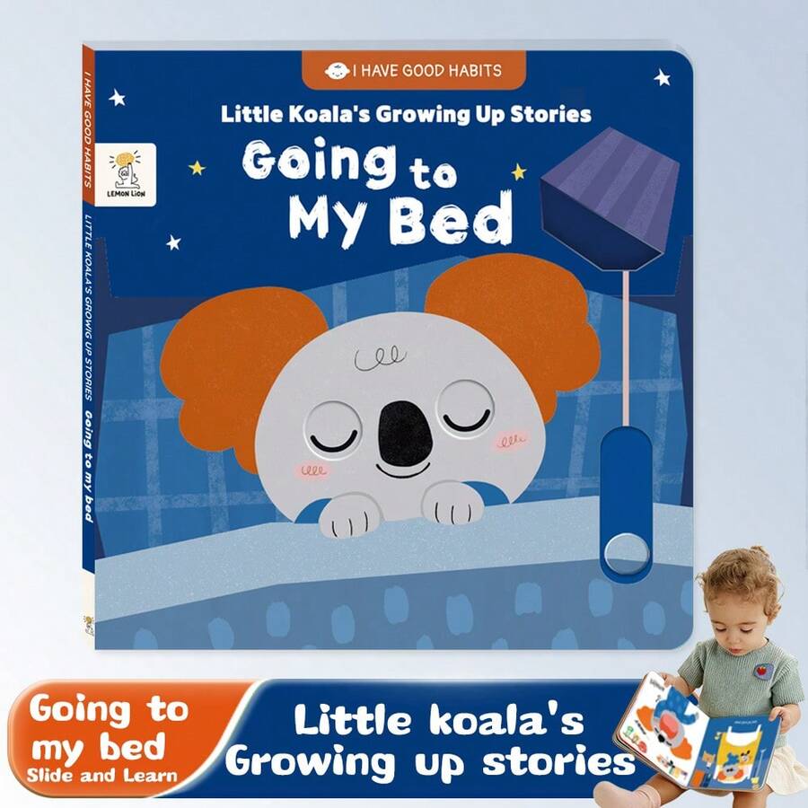 Baby Bedtime Routine Cognitive Picture Book, Simulating Bathing, Changing Pajamas, Tidying Toys And Going To Sleep Complete Evening Sequence, Little Koala Sleep Theme Pull-And-Push Cardboard Book, Solving Children's Bedtime Procrastination And Reluctance To Sleep, Cultivating Children's Routine Habits, No Sharp Edges, Reusable For Multiple Readings, Suitable For Bedtime Parent-Child Reading, Guiding Children To Develop A Regular Sleep Schedule - Royal Blue - View 1