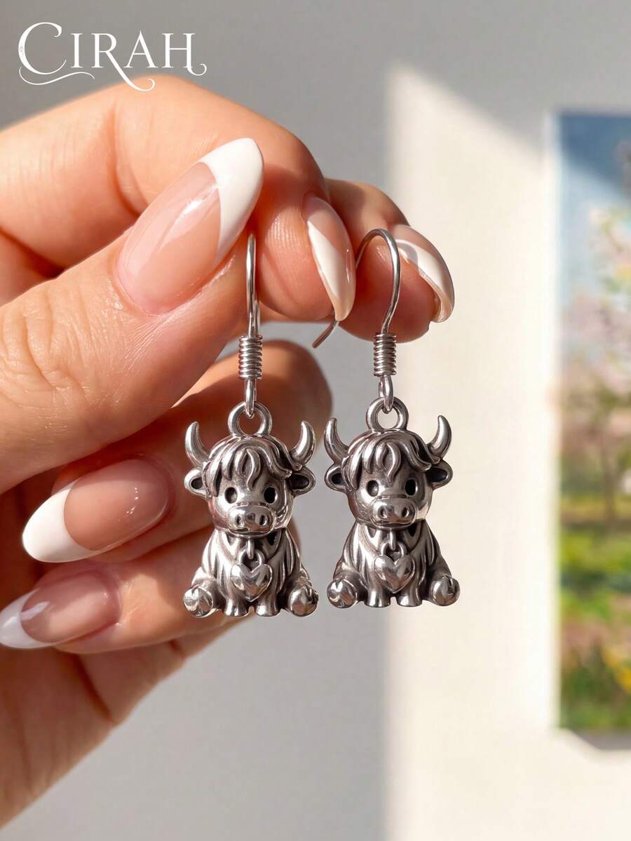 1 Pair Modern Women's Pendant Earrings, Suitable For Daily Wear, Wedding Party, Birthday Anniversary Jewelry Gift - Antique Silver - View 1