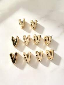 10pcs Optional Gold/Silver Large Hole 26 Uppercase Alphabet Beads Electroplated DIY Phone Chain Keychain Bag Charm Jewelry Accessories - Multicolor - View 27