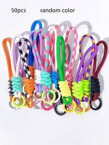 30/50pcs Random-Colorful Nylon Rope DIY Handmade Weaving Set,Material For Woven Keychains And Backpack Ornaments,Great Choice For Valentine's Day Gift - Two-tone - View 11