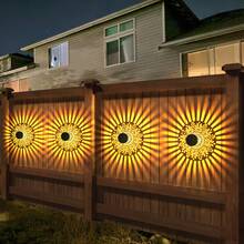 Solar Powered Iron Art Wall Light, Vintage Coin Hollow Projection Lamp, Peony Flower Shaped Spotlight, Suitable For Villa Walls, Garden Lawns, Courtyards, Fences - Peony Wall Sconce - View 6