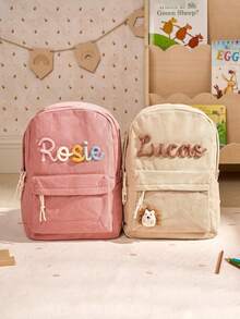 Personalized Corduroy Backpacks, Custom-Name School Bags, Summer Camp Backpacks, Back-To-School Supplies - Multicolor - View 6