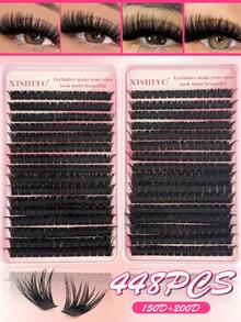 640/448 Clusters D Curl Single Cluster False Eyelashes - Large Capacity Extension Set, Beginner Friendly, Create Soft Natural, Lively Lightweight DIY Eye Makeup; Long Lasting, Includes Adhesive & Fixing Liquid, Tweezers, Lash Brush & Portable Lash Storage Case - Pink - View 13