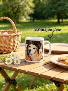 1pc Custom Pet Photo Mug, Personalized Dog & Cat Portrait Coffee Cup, Custom Pet Name Ceramic Mug, Pet Lover Gift, Cute Personalized Drinkware, Birthday Gift, Memorial Keepsake - Multicolor - View 2