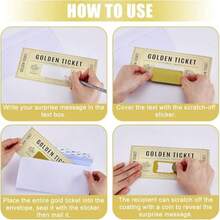 10pcs/Set Golden Ticket Surprise Scratch Off Card, Surprise Reveal Card, Ideal Birthday Card, Gold Gift Reveal With Envelope - Multicolor - View 5