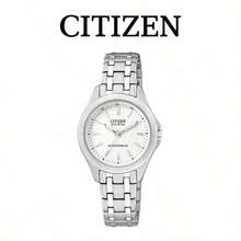 CITIZEN Women's Controlled -Drive Watch Brushed Silver Stainless Steel Link Bracelet Matte White Dial Luminous Bar Indexes Practical Ladies Watch - Silver - View 7