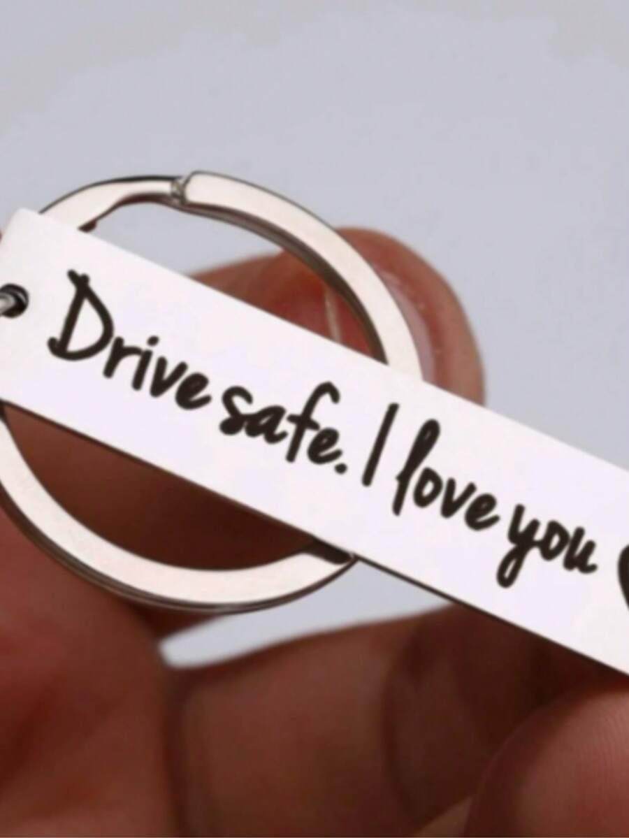 1pc Personalized Cute Engraved Keychain, Valentine's Day Christmas Gift, Thanksgiving Inspirational Appreciation Gift - A - View 1