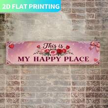 2D Flat Single Piece, Vintage Metal Sign Decor "This Is My Happy Place", Pink Rose Design, Retro Style Wall Art, Suitable For Home, Bedroom, Patio, Garage - Perfect Housewarming Gift (Random Style) - A - View 5