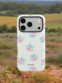 GIIPPA 1pc Yellow Background & Cherry Bow Pattern Design Phone Case, Compatible With Phone 17 Pro Max, 16 Pro Max, 15 Pro Max, 14 Pro Max, Korean Style High-End Fashion Fun Phone Case, Suitable For 11/12/13/14/15/38 Pro Max Plus, Elegant Design Unisex, Perfect Gift For Girlfriend On Christmas, Valentine's Day, Easter, Wedding Season And Birthday! - Multicolor - View 7