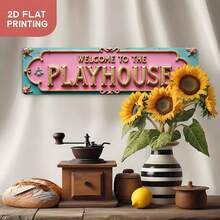 1pc Vintage 2D Flat Printed "Welcome To The Theater" Sign (3.94X15.75 Inches/4X16 Inches) Decorative Metal Wall Plaque, Suitable For Home, Farmhouse, Bathroom, Cafe, Garage, Porch And Bedroom, Durable, High Detail, Easy To Install, Multi-Functional Decor - A - View 5