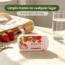 Hojas de jabón para manos aroma fresa caja deslizante 50 unidades portátil desinfectante para niños viaje escuela - Predeterminado - Ver 4
