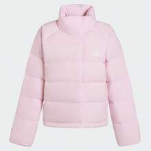 Adidas Helionic Women's Water-Resistant Windproof Insulated Puffer Jacket With Logo Lettering, Pink - Pink - View 10